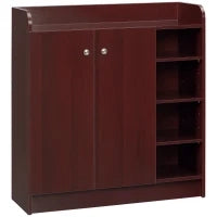 Armadio Scarpiera Moderno e Salvaspazio in Legno per 12 Paia con 4 Ripiani Aperti, 83x30x90 cm, color Caffè