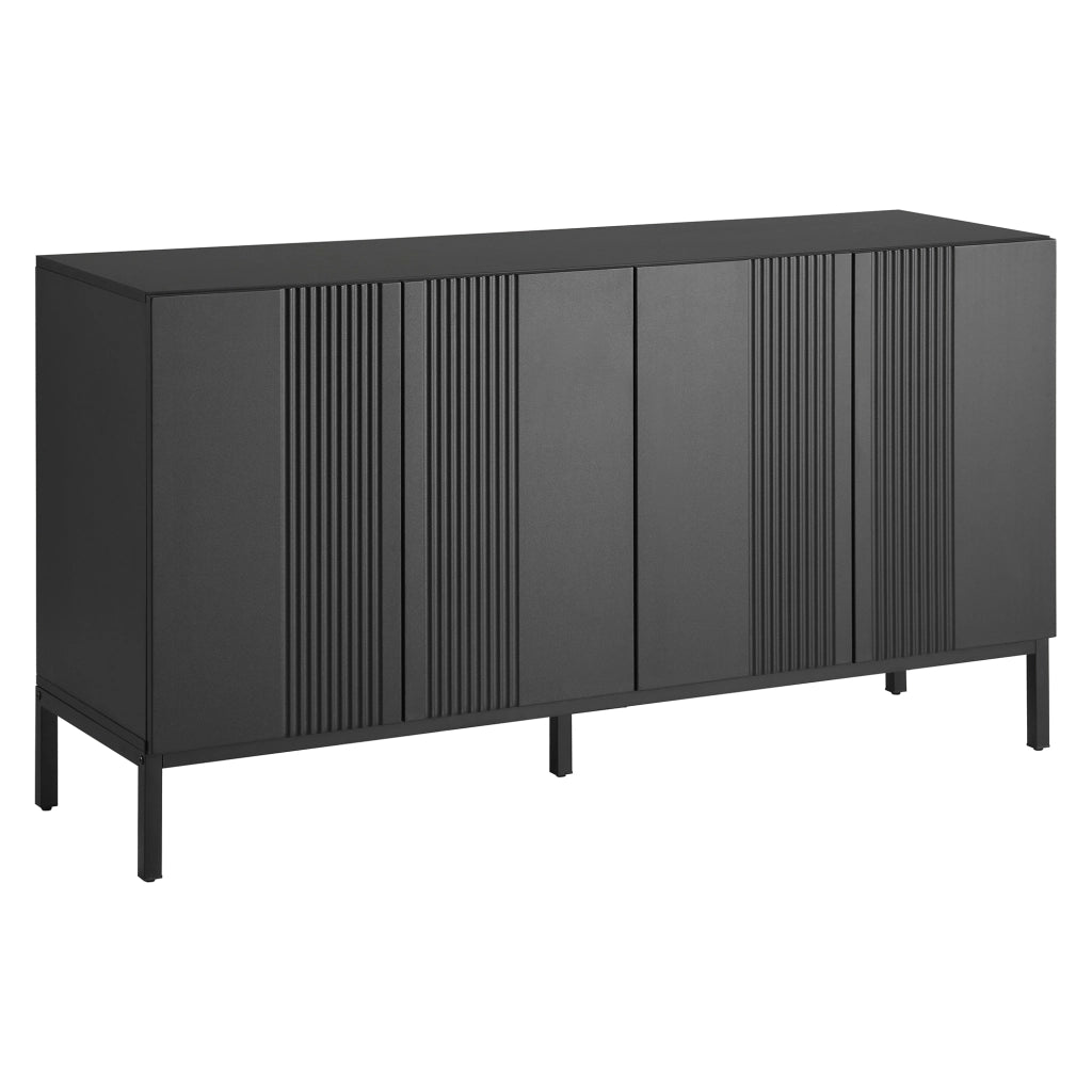 Credenza 4 Ante Moderna ¨C MINIMAL ¨C Nero, per Soggiorno e Cucina