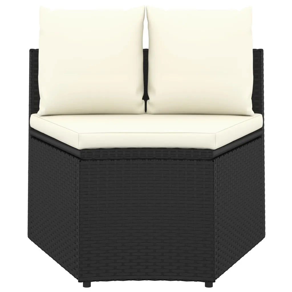 Set Divani da Giardino 7 pz con Cuscini in Polyrattan Nero cod mxl 36166