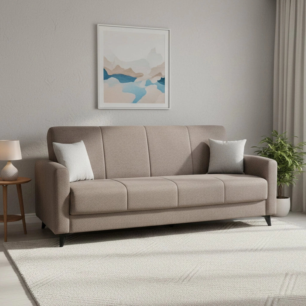 Mulazzo, Divano Letto 3 Posti Contenitore, 220x90 cm Marrone