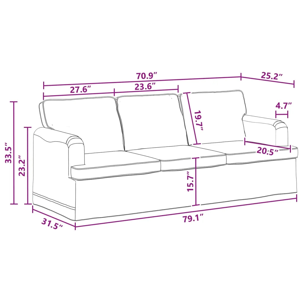 Divano Grigio scuro 201 x 80 x 85 cm Tessuto