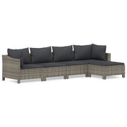 Set Divani da Giardino 5 pz | Set Salotto da Giardino con Cuscini in Polyrattan Grigio