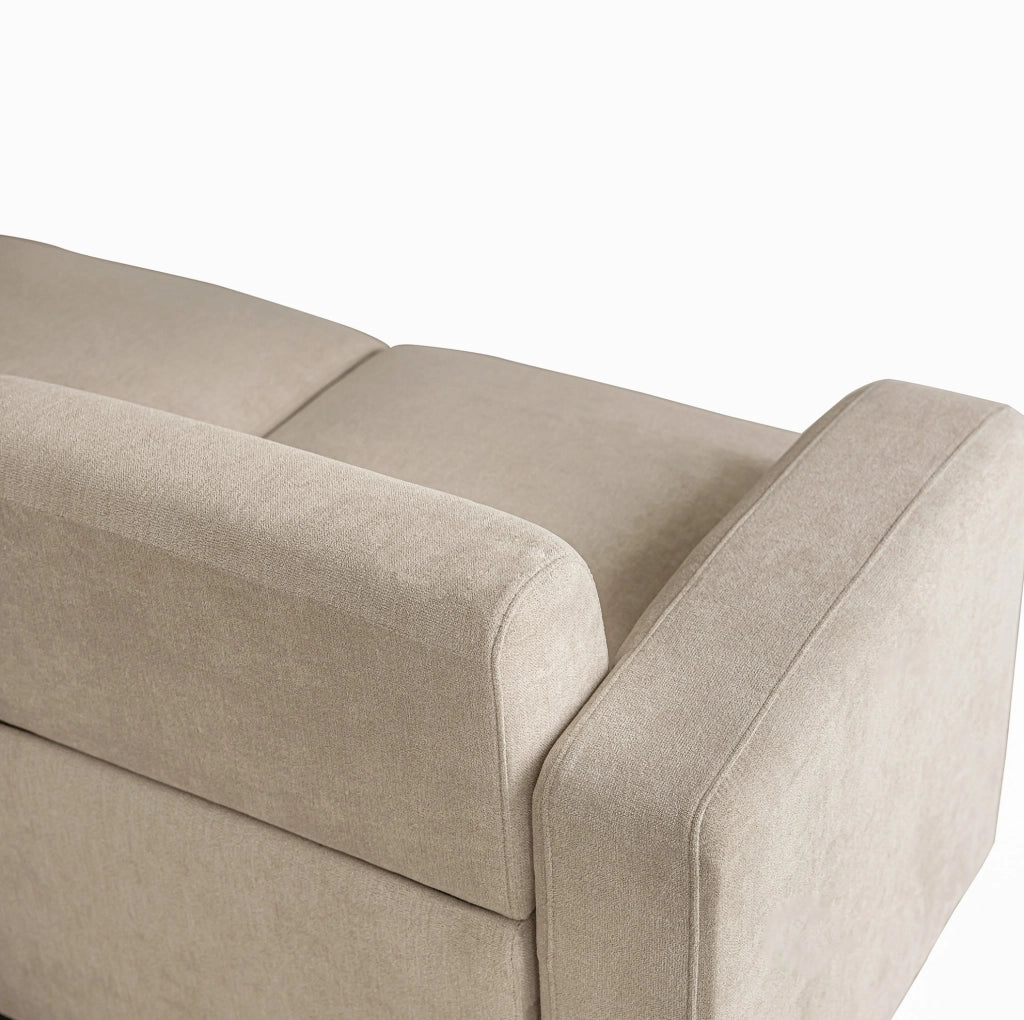 Divano 3 posti 211x67x71 cm in ciniglia beige con 2 cuscini HOMVRA