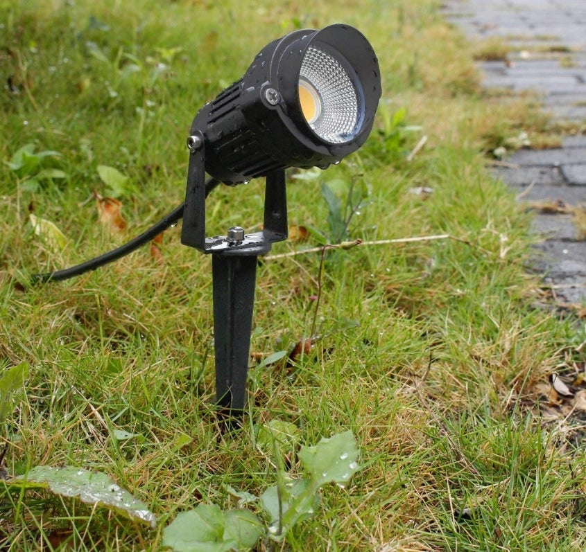 Faretto Segnapasso led 5w cob led da giardino con picchetto e luce verde