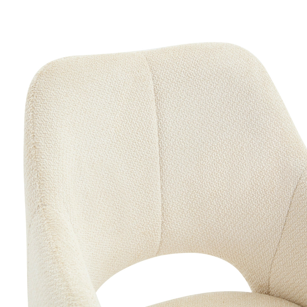 Sedie da pranzo girevoli set da 2 con schienale ergonomico e rotazione 360 gradi in tessuto bianco e legno massello
