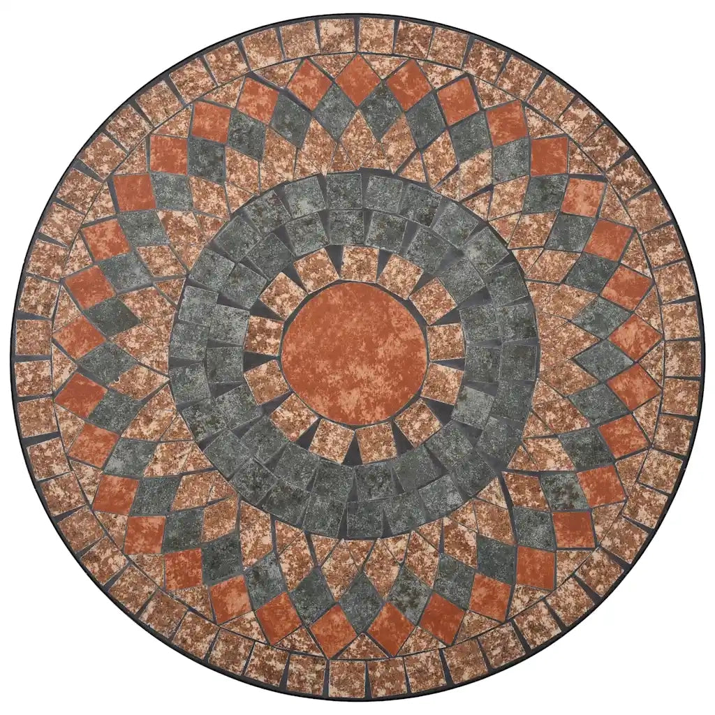 Tavolino da Giardino | Tavolino da Bistrot con Mosaico Arancio/Grigio 60cm in Ceramica