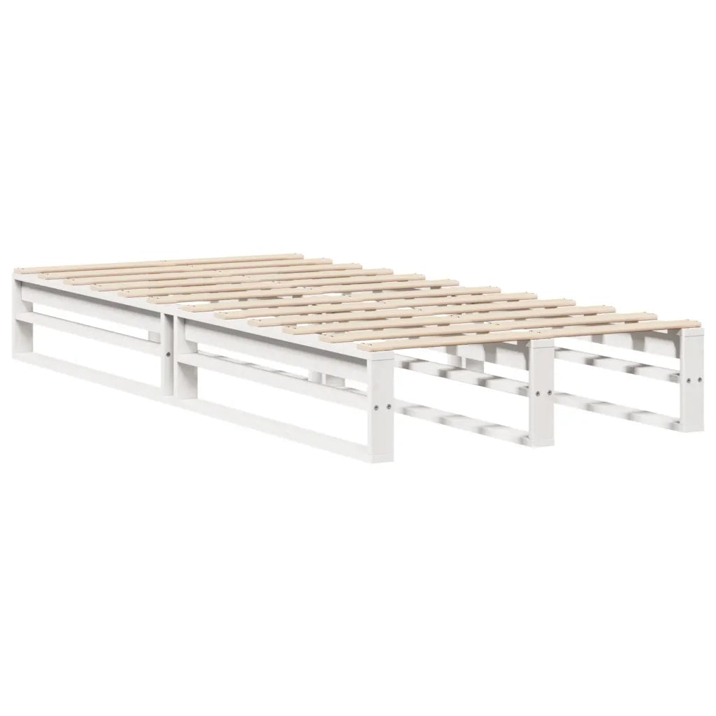 Letto Libreria senza Materasso Bianco 75x190 cm Legno Massello