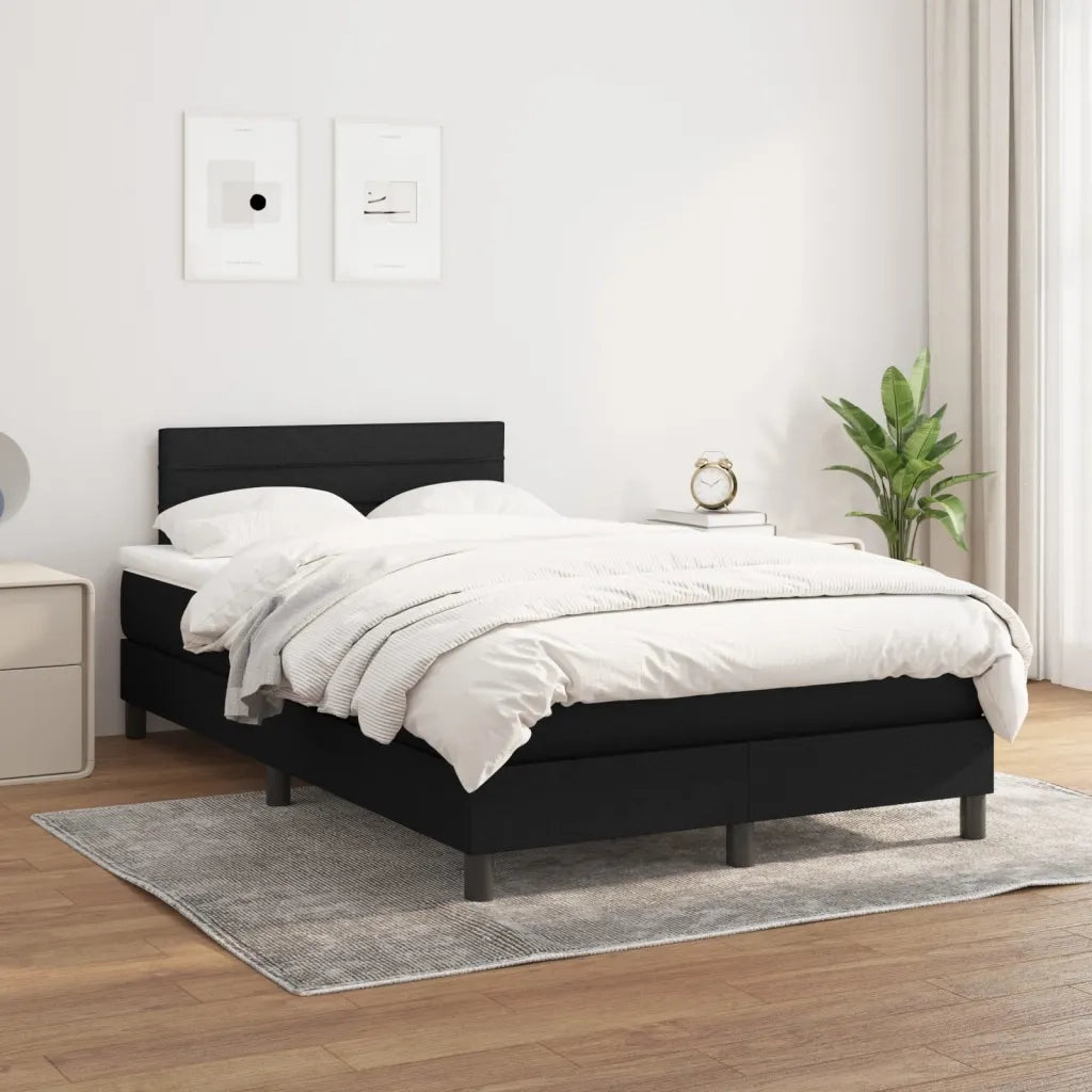 Giroletto a Molle con Materasso Nero 120x190 cm in Tessuto