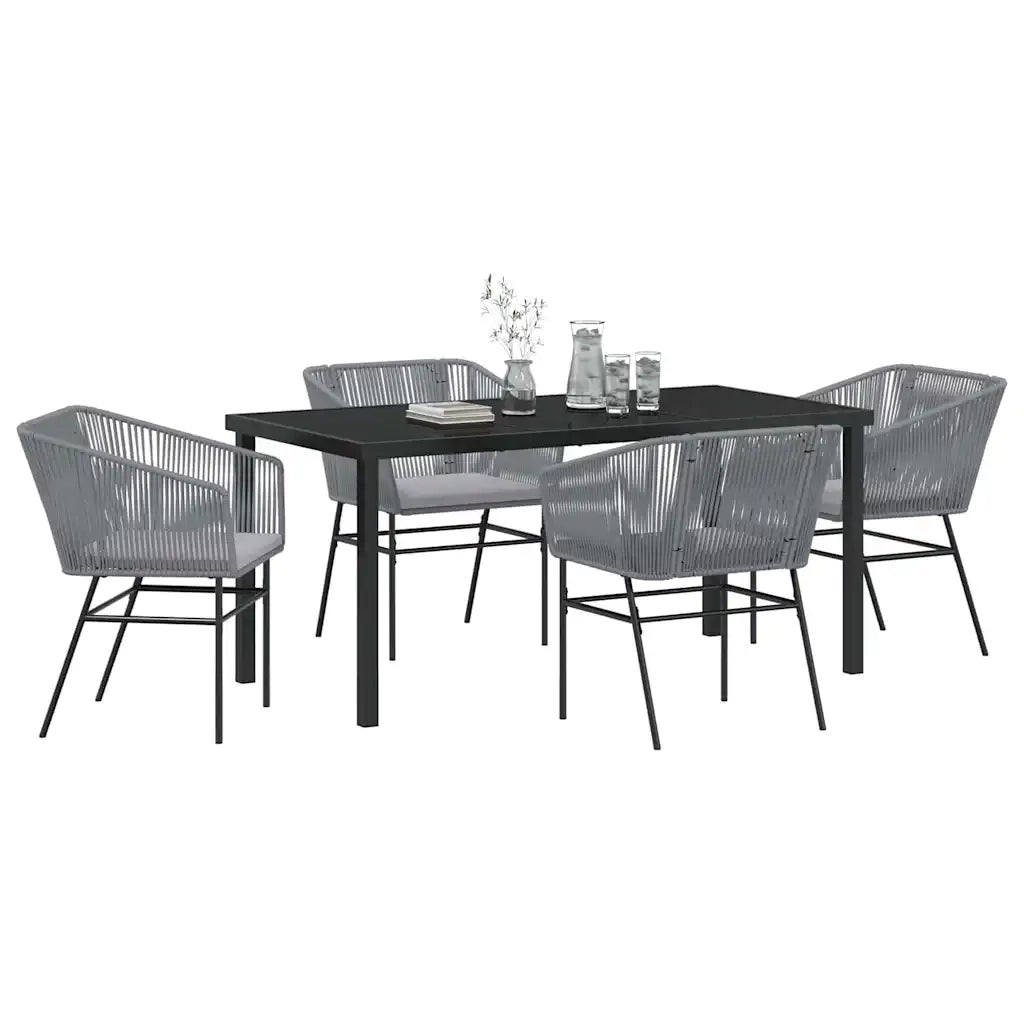 Set da Pranzo per Giardino con cuscino 5 pcs Grigio 3380935