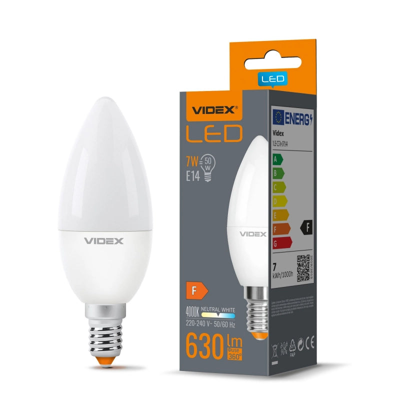 Lampadina LED candela C37 E14 7W 4000K 630lm Videx