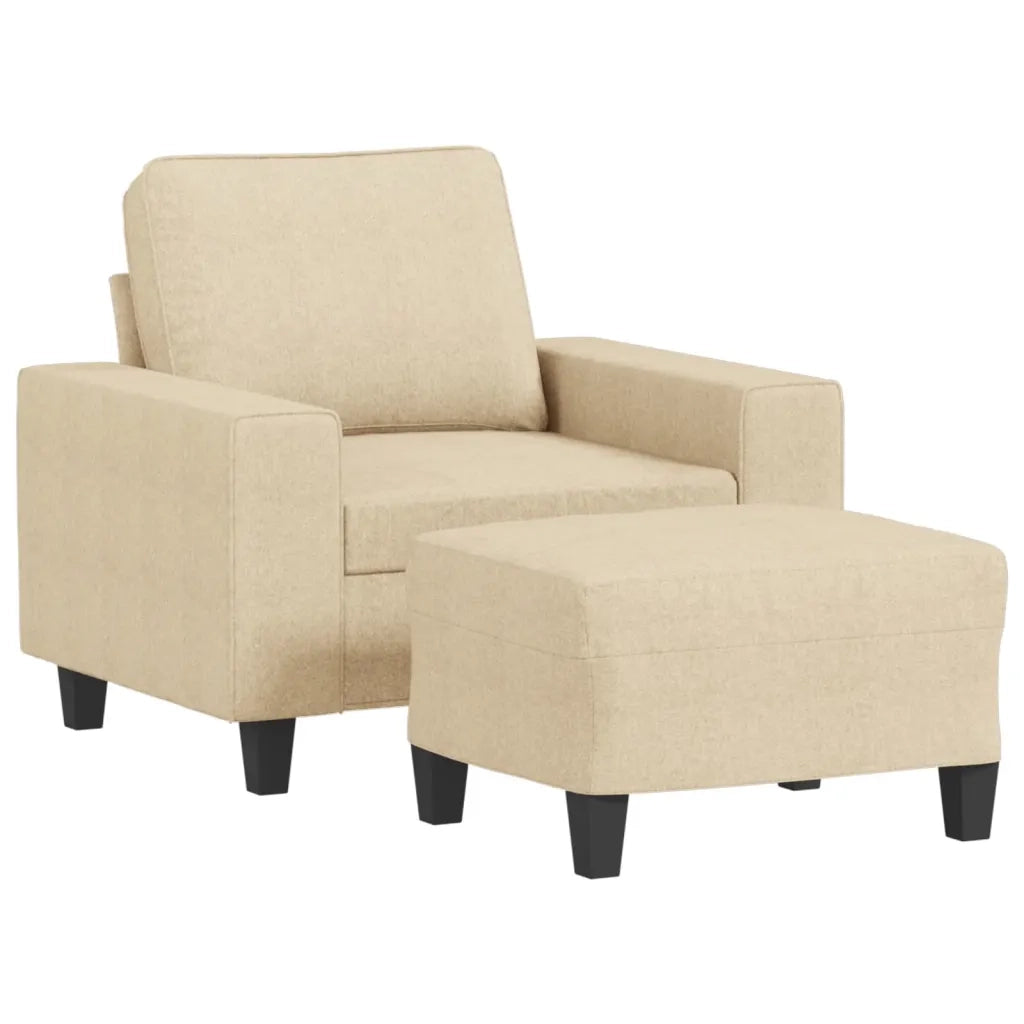 Poltrona | Sedia Relax con Poggiapiedi Crema 60 cm in Tessuto