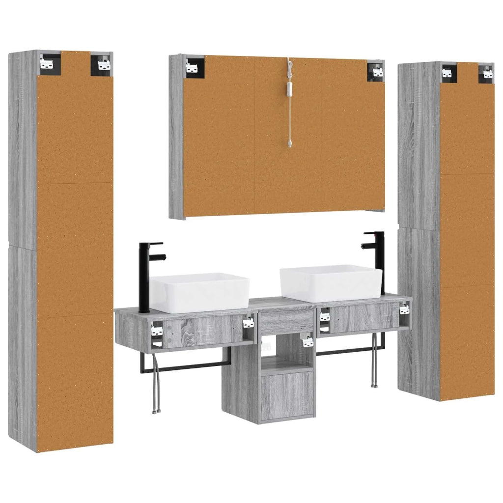 Set di mobili per il bagno 6 pcs Sonoma grigio 3407204