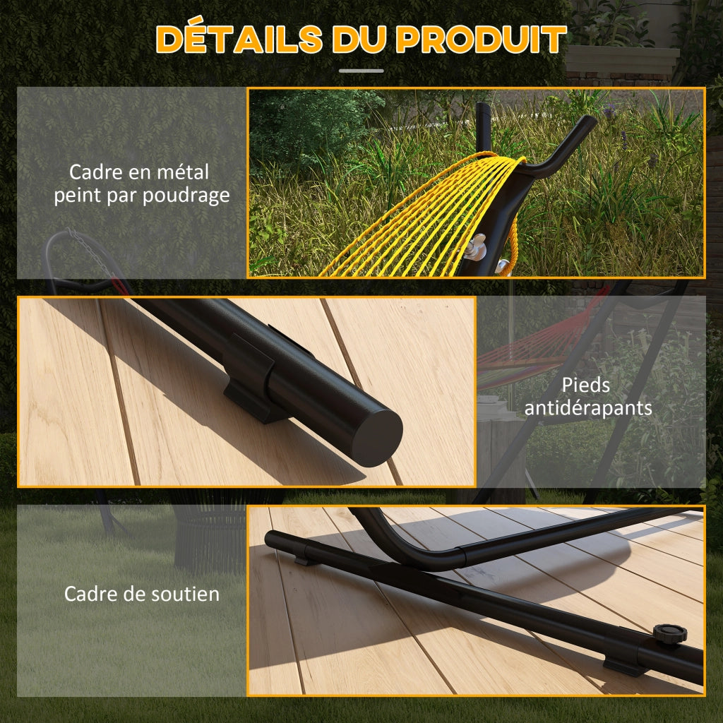 Supporto per amaca con porta-bicchieri ¨C zephmum ¨C Nero metallo 305x129x109 cm