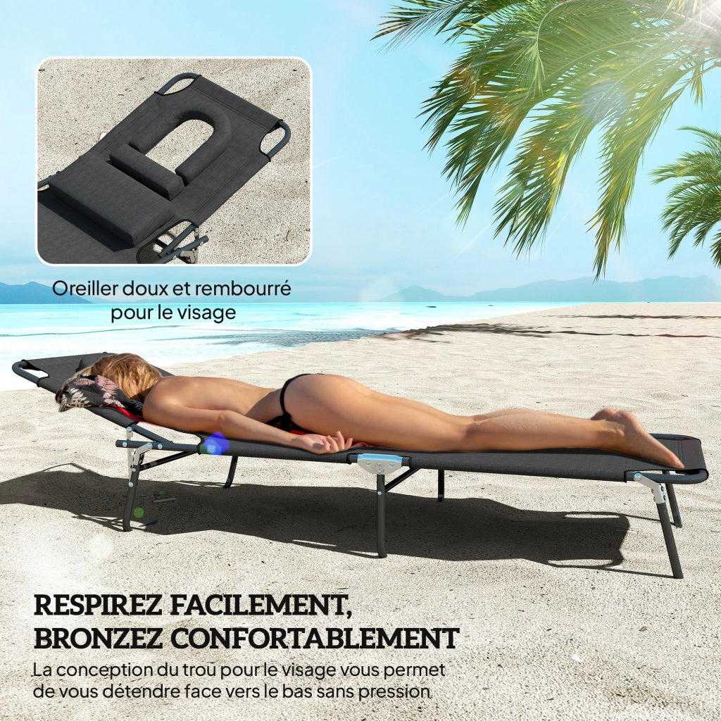 Chaise Longue Pieghevole per Esterno ¨C zephmum ¨C Nero