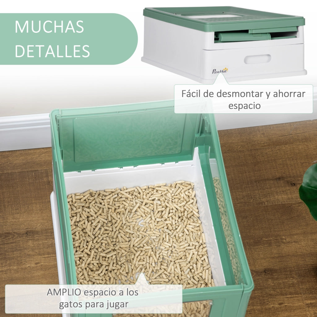 Casetta per Gatti con Pala ¨C zephmum ¨C Verde e Bianco 47.5x35.5x36.7 cm