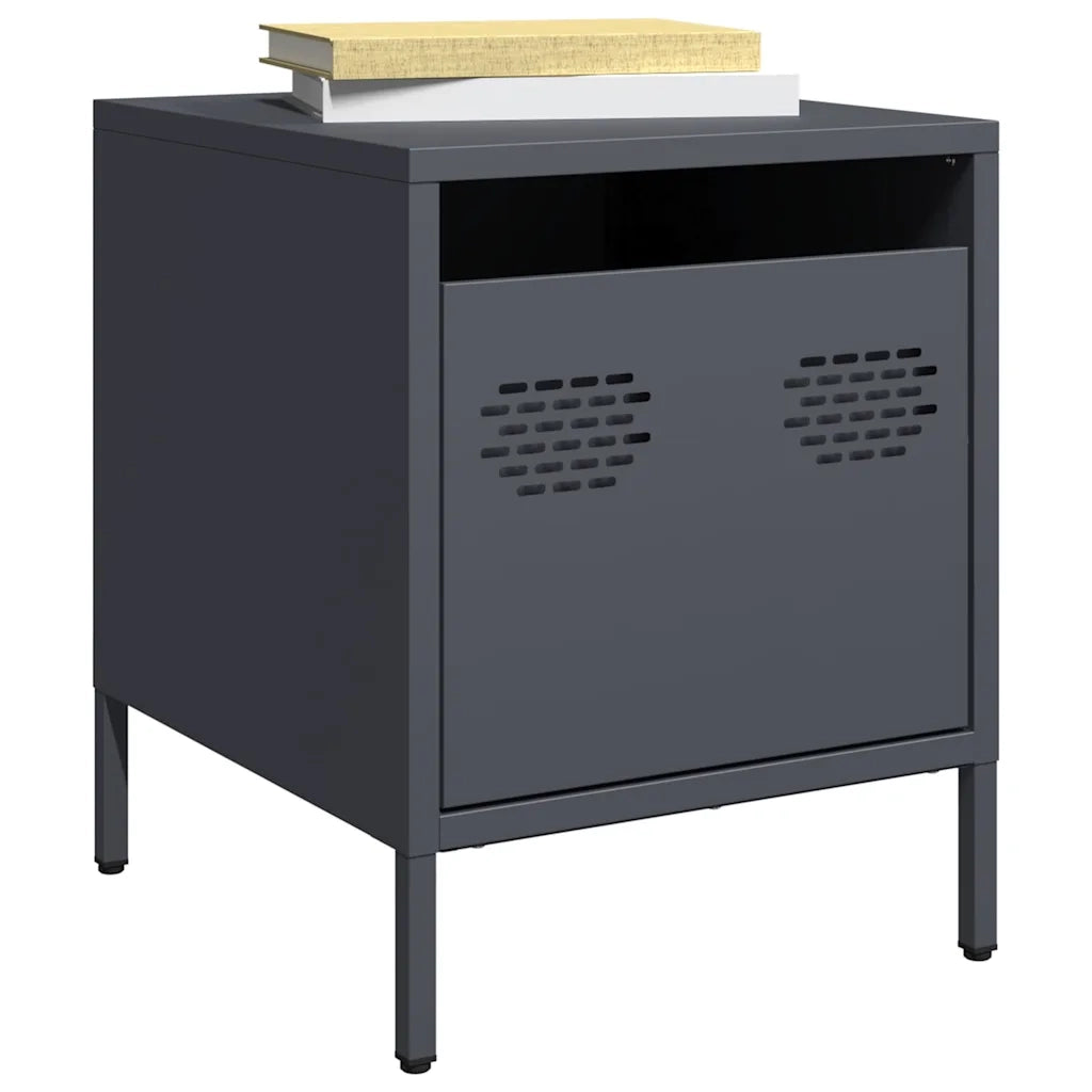 Comodini 2 pz-Set di 2 Tavolino da notte Antracite 35x39x43,5 cm in Acciaio