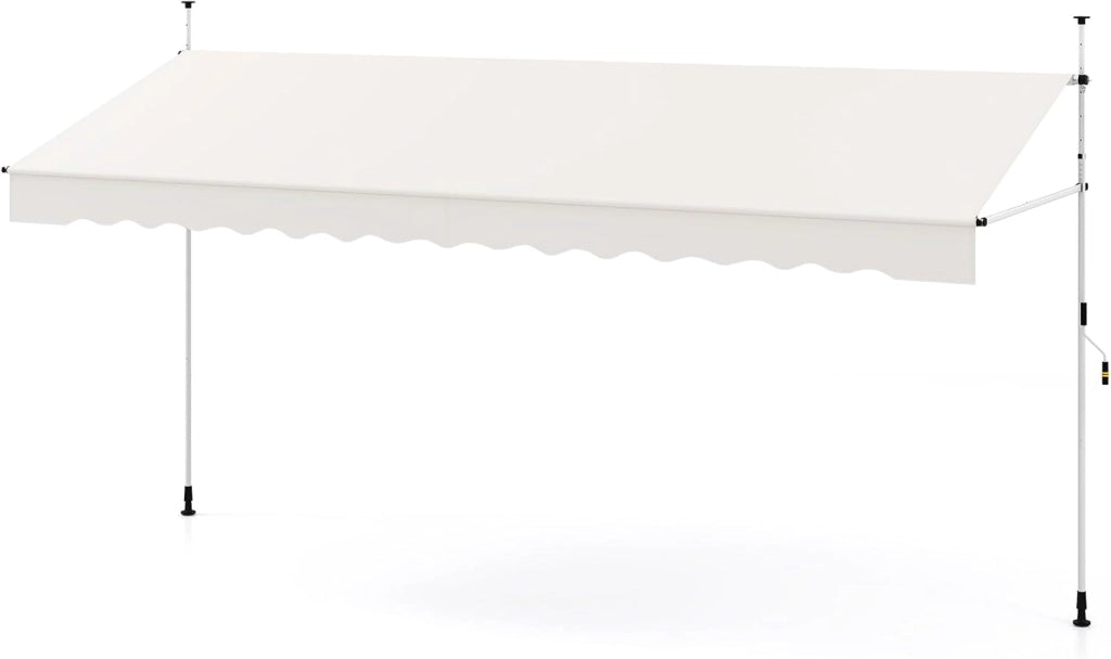 Tenda da Sole a Morsetto, Tenda per Balcone Senza Foratura Altezza e Inclinazione Regolabili con Manovella, Telo Impermeabile e Resistente ai Raggi Solari e Telaio Antiruggine (4M,Bianco)