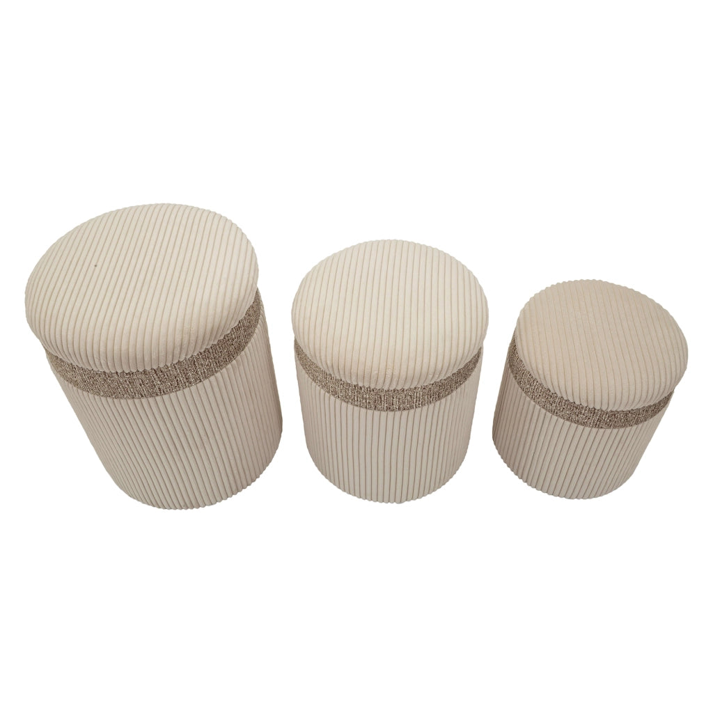 Ghanzi, Pouf Contenitore set da 3, 41x41x50h cm Beige