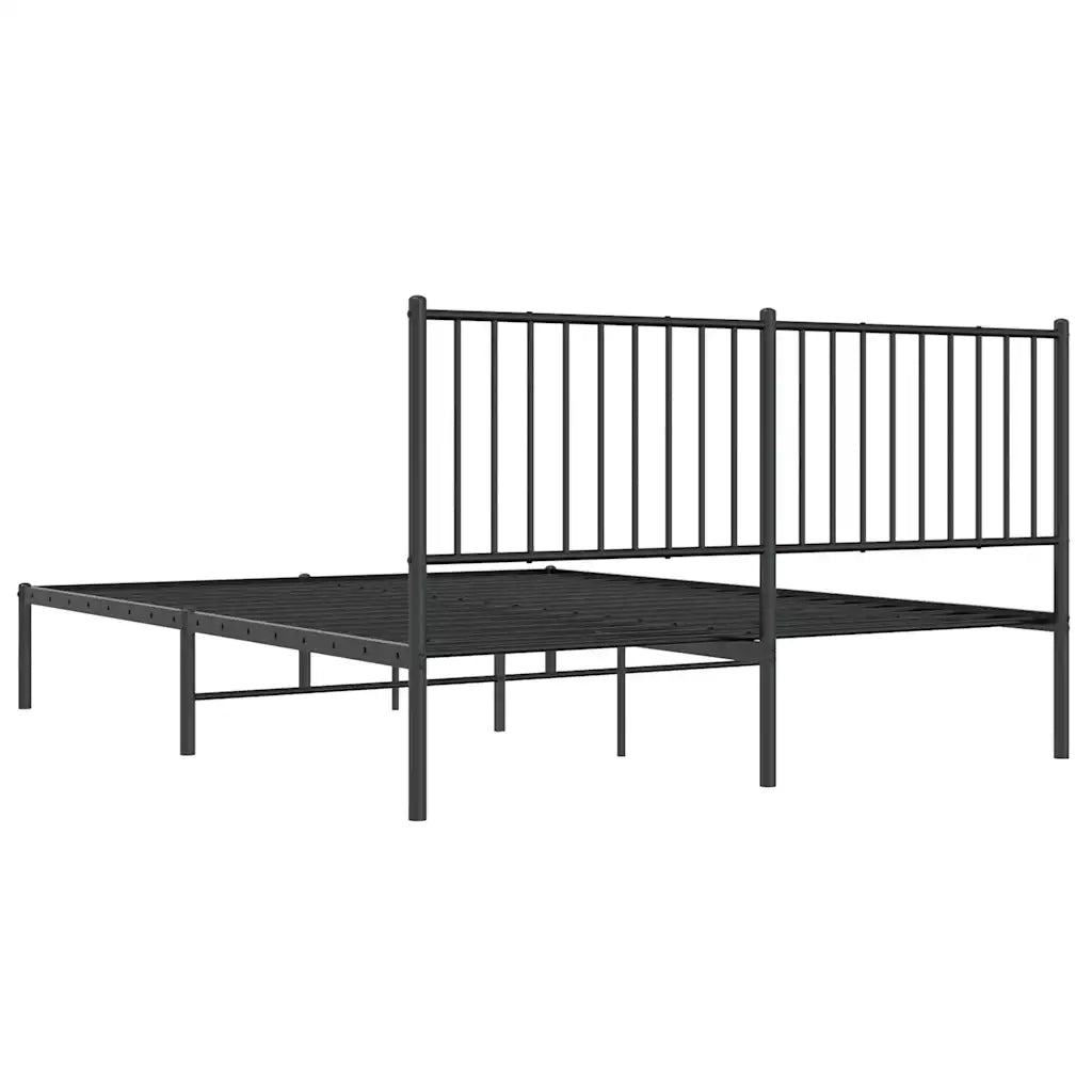 Giroletto con Testiera-Struttura Letto con testiera in Metallo Nero 160x200 cm 930745