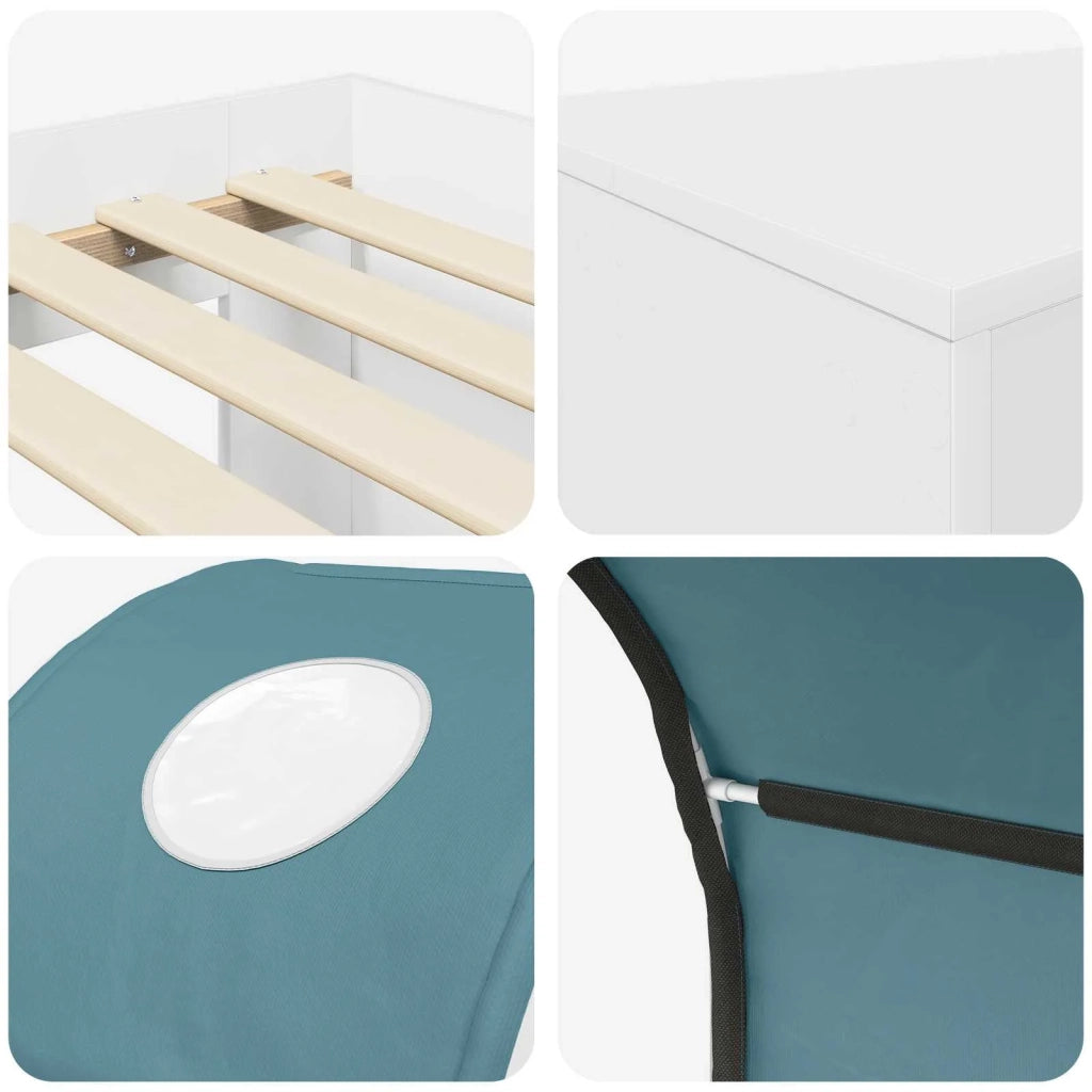 Letto con Tunnel 4 pcs Rovere Artigianale e Blu Chiaro