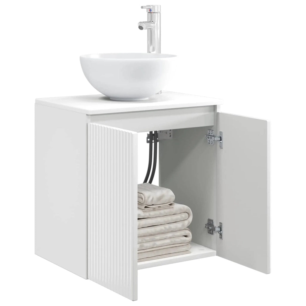 Mobile Lavabo da Parete Bianco Lucido 49,5 x 41 x 64,5 cm 890396