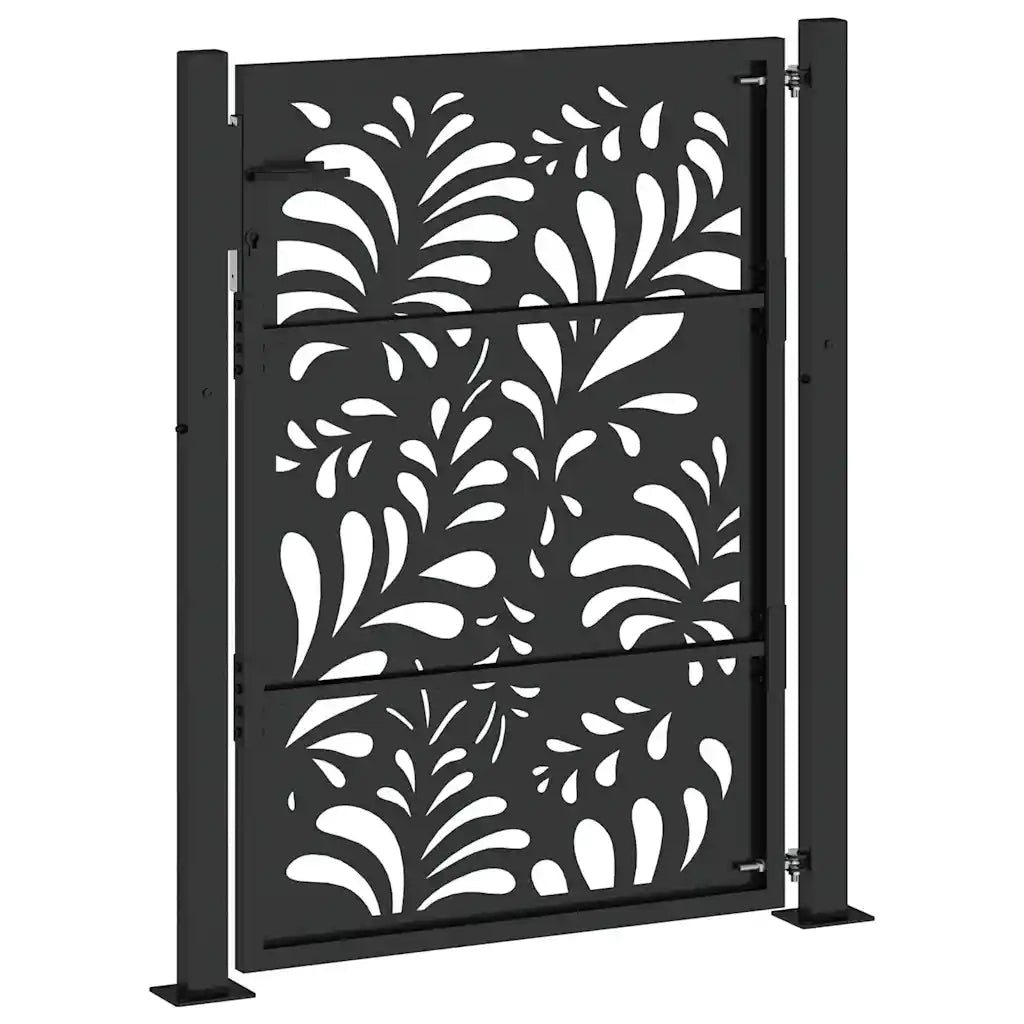 Cancello da giardino nero 100x125 cm in acciaio design ondulato 4100970