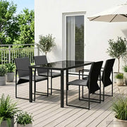 Set da Pranzo per Giardino 5 pcs Nero e antracite