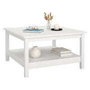 Tavolino da salotto Casato, Tavolo basso da caffè, Portariviste per divano, Ripiano da soggiorno, 81x81 h45 cm, Bianco