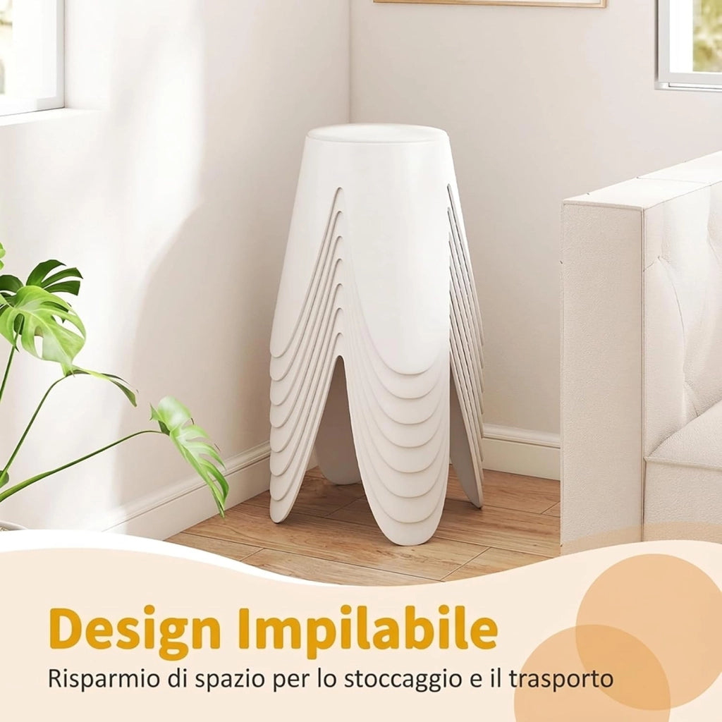 Set di 8 Sgabelli Impilabili, Sgabelli in Plastica, Sedie Portatili Senza Schienale per Scuola, Aula, Studenti, Adulti, Soggiorno, Sala da Pranzo, Casa e Ufficio, Senza Montaggio