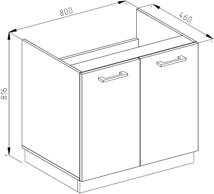 Mobile lavello cucina R-Line, Sonoma, 80 cm, PL Marmo, per la libera combinazione all'interno di sistemi cucina modulari
