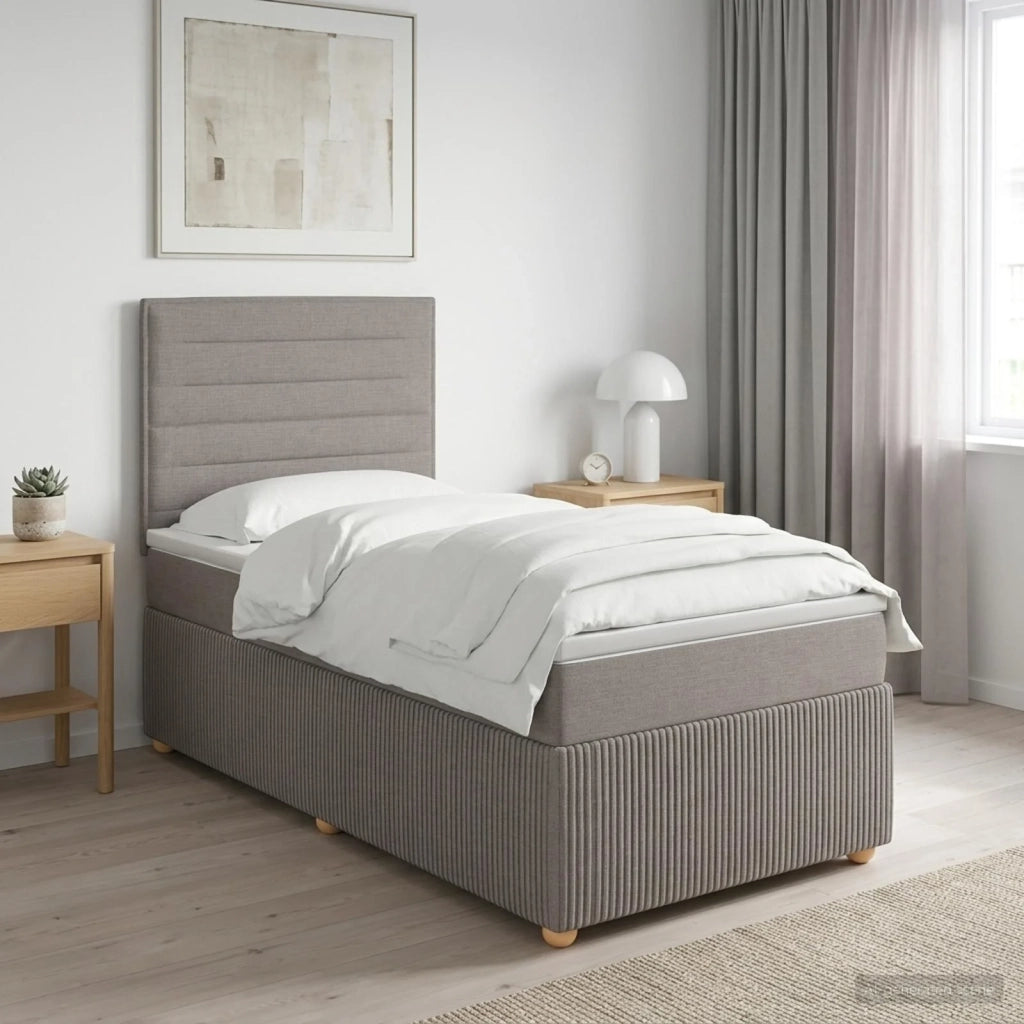 Letto box spring con materasso Tortora 90 x 200 cm Tessuto 3454309