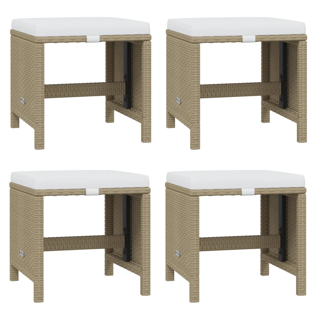 Set da Pranzo per Giardino 19pz con Cuscini in Polyrattan Beige cod mxl 36008