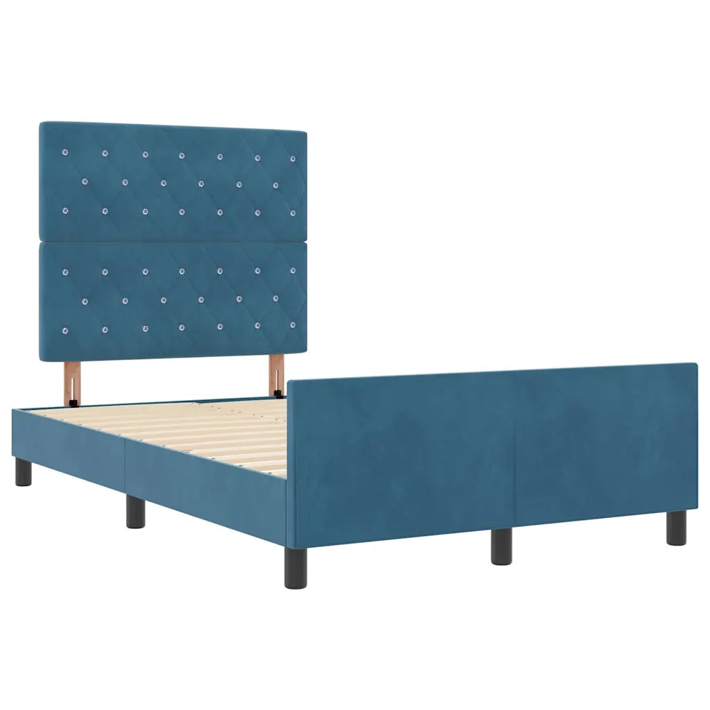 Letto a molle con testiera-Rete con Testiera Blu Scuro 120 x 200 cm Velluto 380136