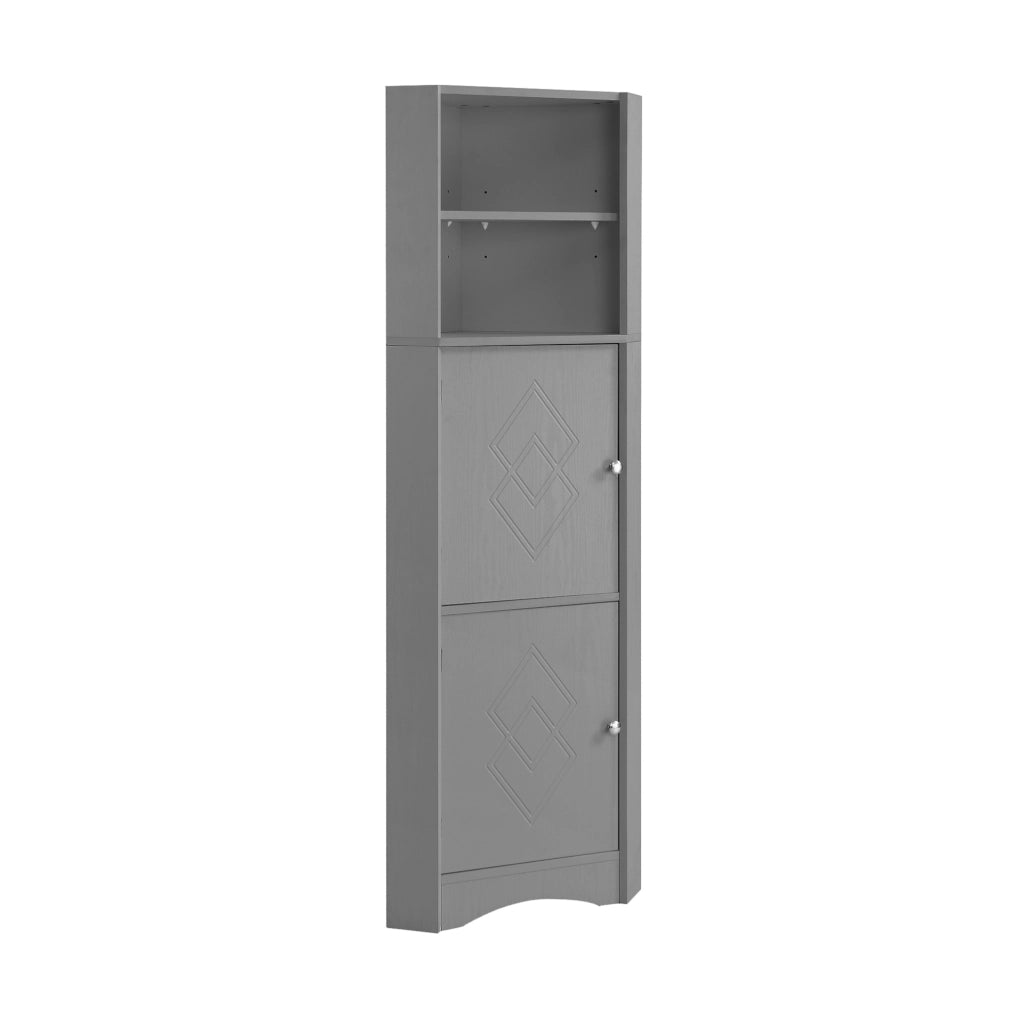 Mobile bagno angolare 36;5x36;5x155 cm grigio in truciolare con ripiani