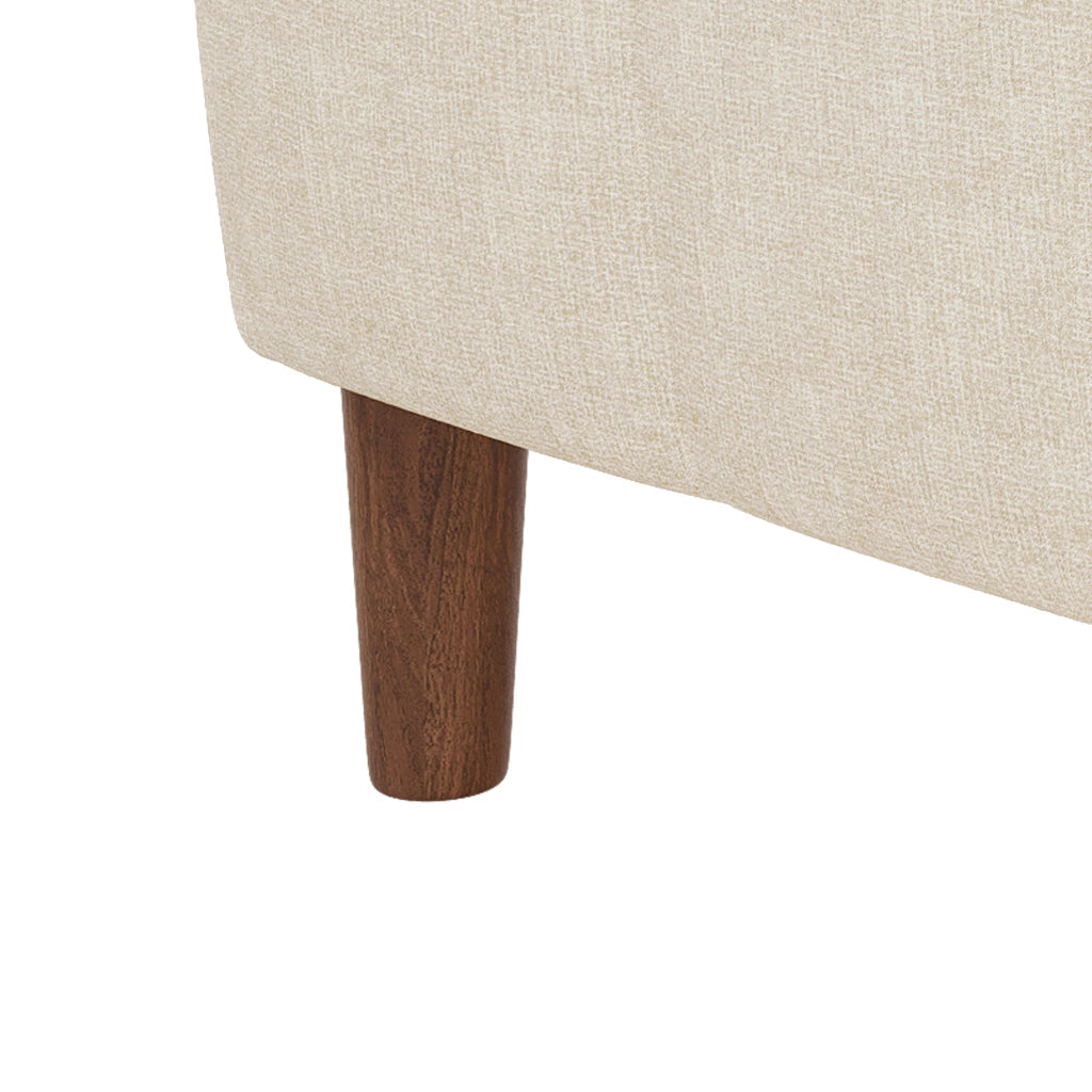 Divano angolare 3 posti con chaise longue contenitore e USB in chenille beige