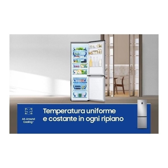 Samsung RB34C675DSA EcoFlex AI Frigorifero Combinato 344 L 185 cm Classe D 35 dB No Frost Wi-Fi Display Touch colore Acciaio Inossidabile