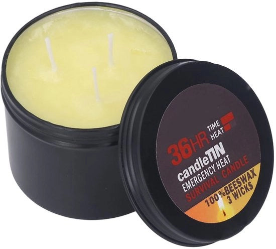Candela a Batteria 36 Ore di Durata - Candela di Emergenza a Lunga Durata - 3 Fiammiferi - Cera di Miele - Candela da Campeggio - Articoli di Primo Necesso