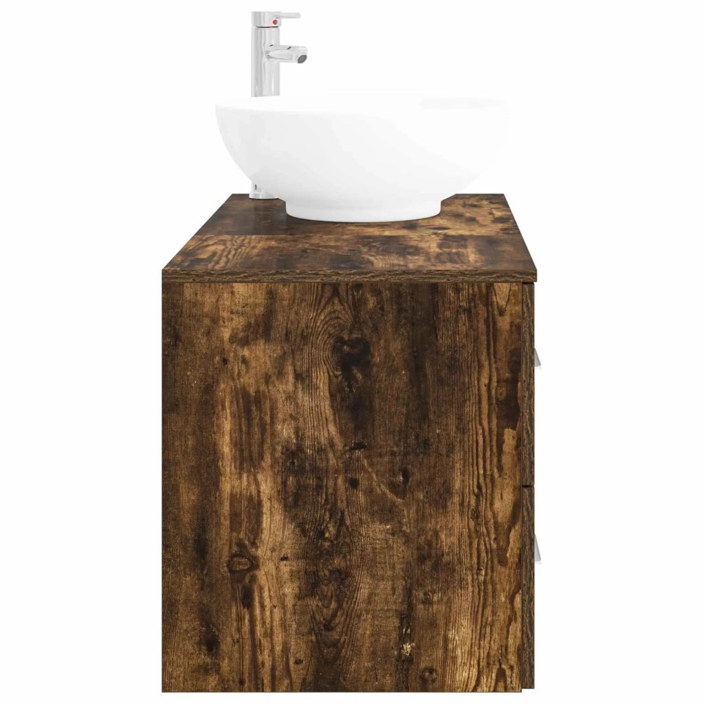 Set di mobili per il bagno 2 pz Rovere Fumo 3403996