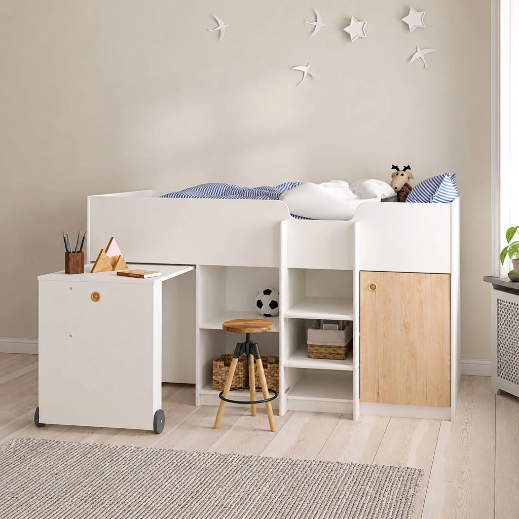 Lamedani, Composizione Camera da Letto Dimensione Materasso 90x200 cm, 203x104x111h cm Bianco