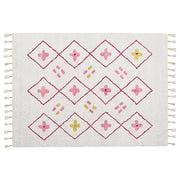 Tappeto in cotone multicolore con motivo geometrico e nappe 160 x 230 cm camera da letto soggiorno