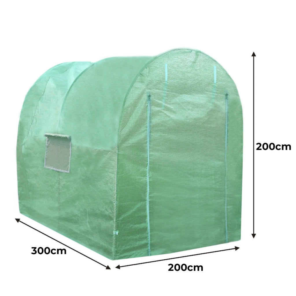 Serra da Giardino a Tunnel da Esterno in Polietilene Resistente alla Corrosione e Raggi UV Telaio in Ferro Galvanizzato per Piante Giardinaggio - 19mm - 3m x 2m & Scaffali