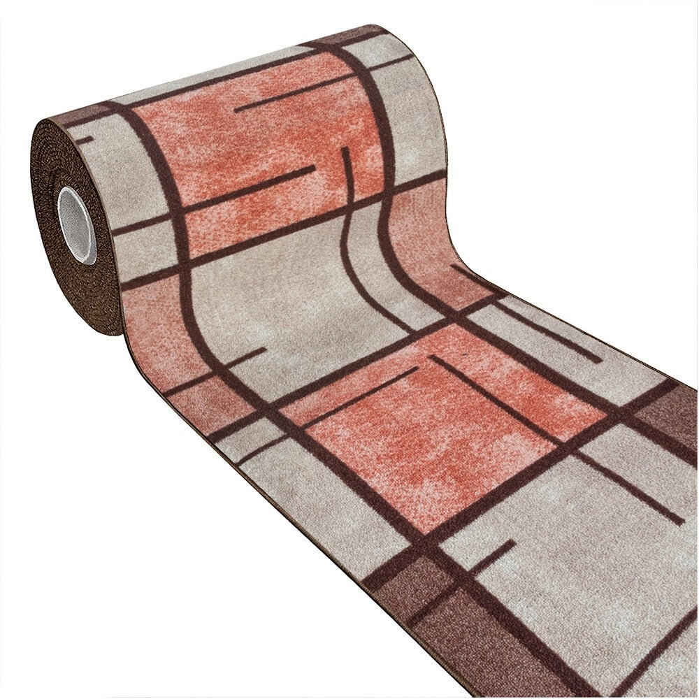 Tappeto Cucina Bordato Antiscivolo 50x115 Cm Moderno Passatoia Colori Accesi Marmorizzato Rosso