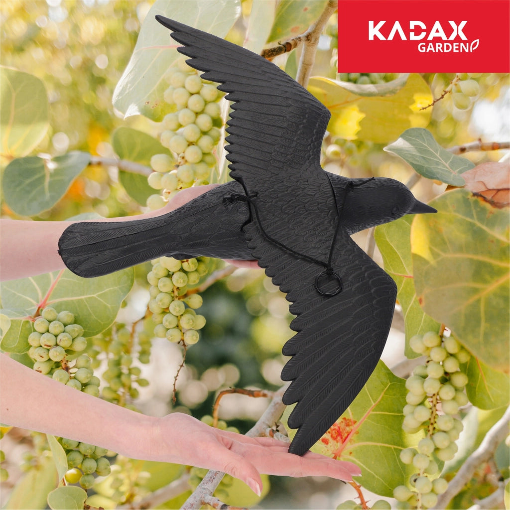 KADAX Grande spaventapasseri a forma di corvo contro piccioni, storni e uccelli in volo (2 pezzi)
