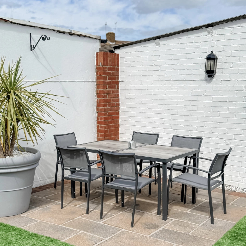 Set Giardino Tavolo e Sedie ¨C zephmum ¨C Grigio Polyrattan 150x87x72 cm