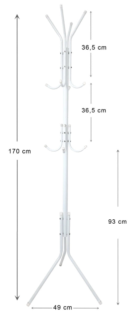 Appendiabiti Ingresso 12 Ganci Attaccapanni Bianco Metallo Salvaspazio Da Terra Stand Piantana