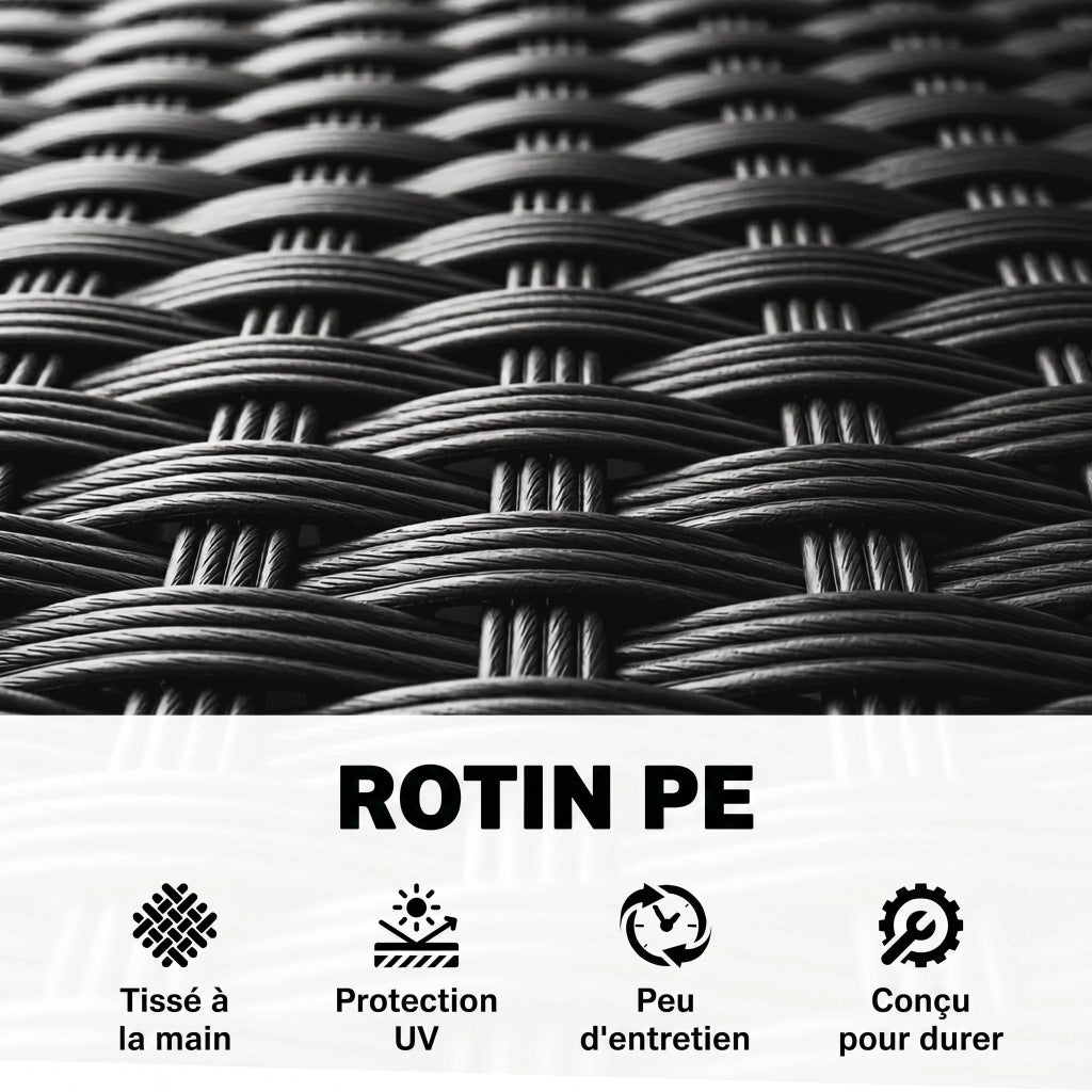 Set da giardino 4 posti in polyrattan con divani e tavolino in vetro ¨C zephmum ¨C grigio