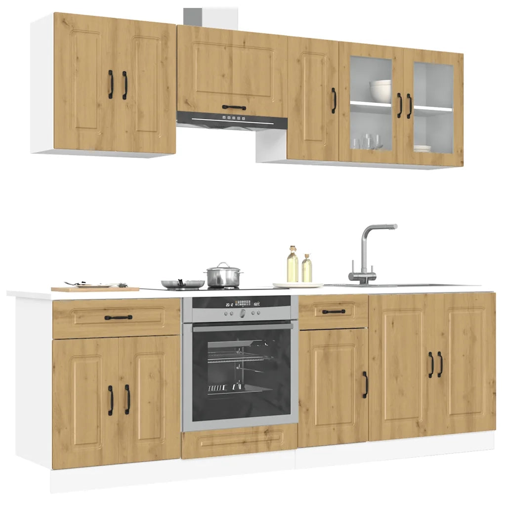 Set Mobili da Cucina 8 pz Kalmar Rovere Artigianale Truciolato 3314830