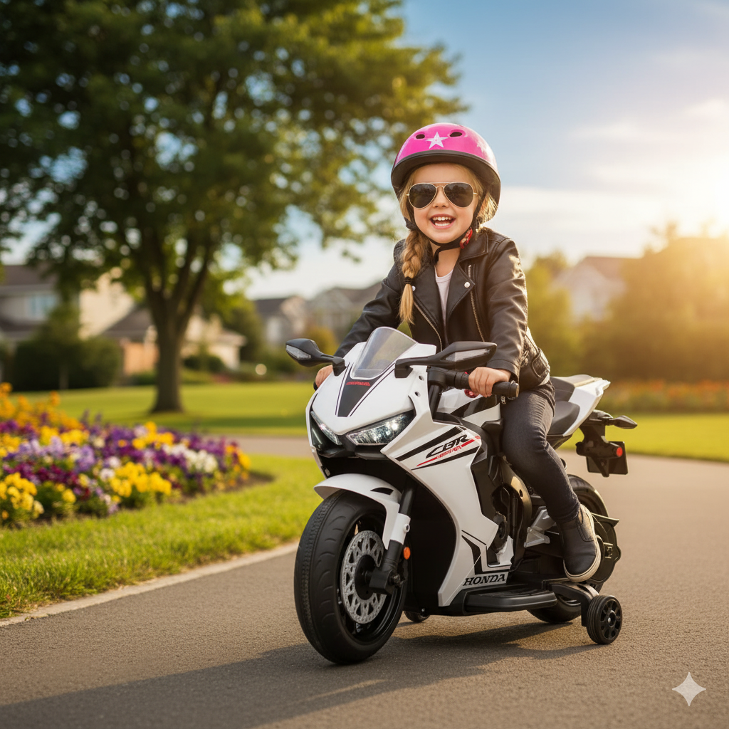 Moto Elettrica per Bambini 12V con Licenza Honda CBR 1000RR Bianca