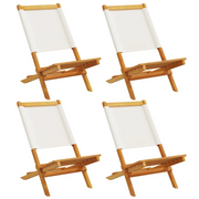 Sedie da Giardino Pieghevoli 4 pz | Sedie da Esterno Bianco Crema Tessuto e Legno