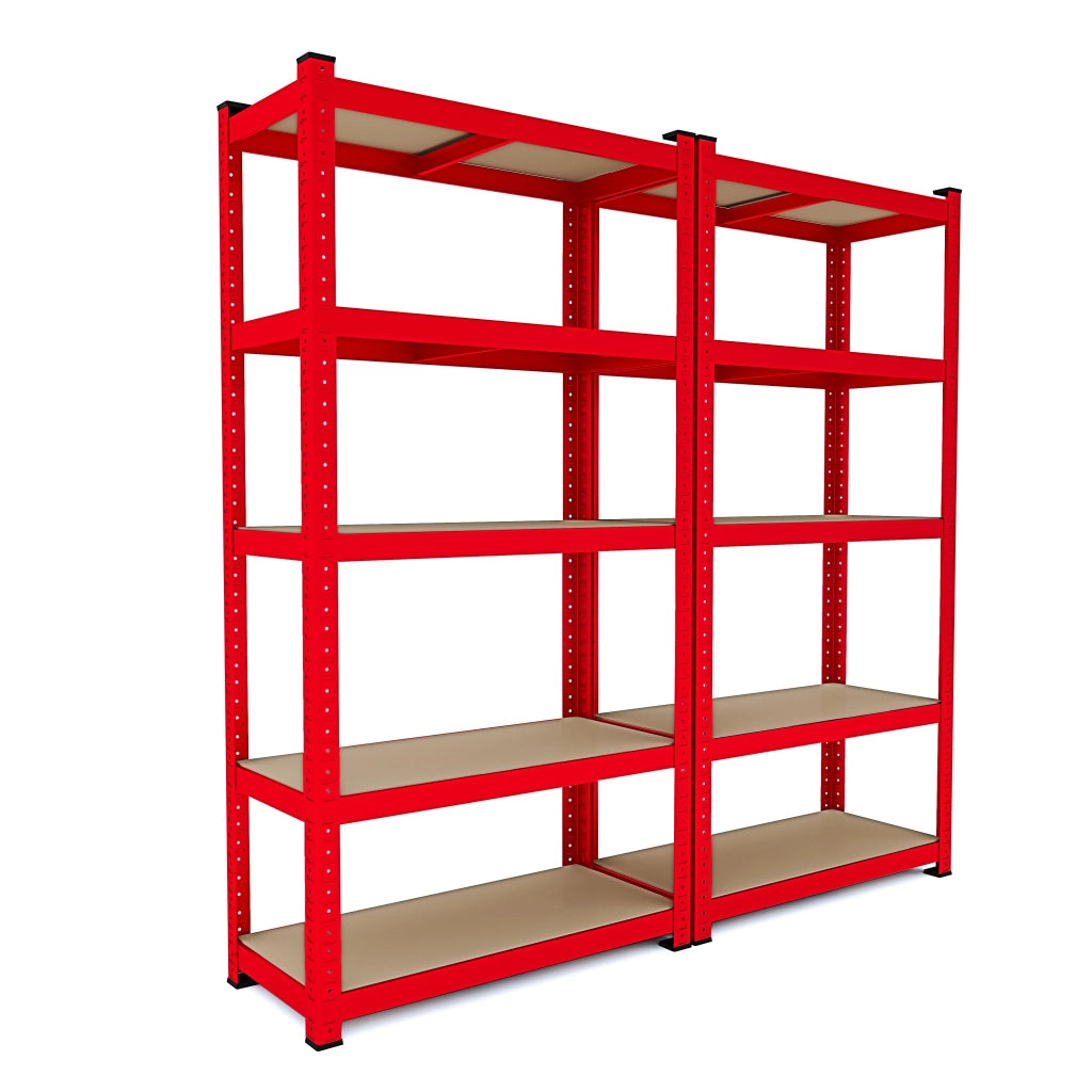 Scaffale In Metallo E MDF Ad Alta Portata Fino A 875 Kg Con 5 Ripiani Regolabili Ideale Per Garage Officina Cantina Capannone Magazzino Design Modulare 180 X 90 X 40 Cm Rosso